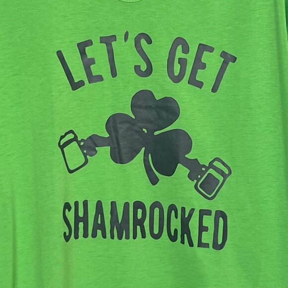 Lets Get Shamrocked St. Patricks Day Tshirt V-Neck Green Size Medium New - Picture 5 of 9